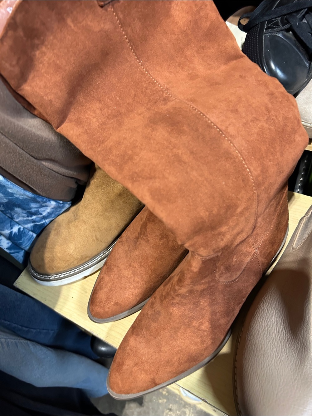 Target Men's Cowboy Pull-On Suede Boots in Rust Brown